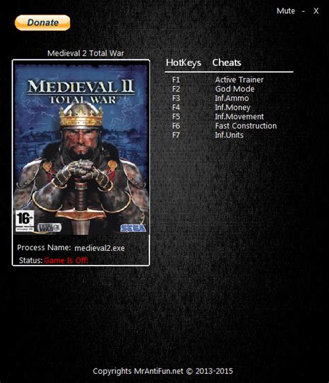 medieval 2 total war trainer